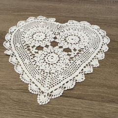 Rosette Heart Shaped Doilies White 10" Inch Set of 12