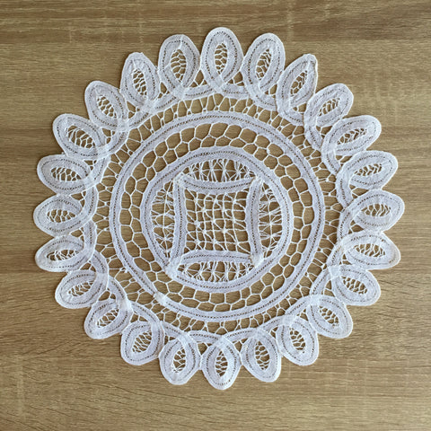 Battenburg Lace Doilies Round White 10" Inch