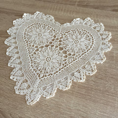 Strawberry Heart Shaped Doilies Ecru 12" Inch