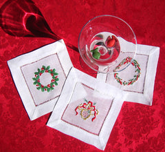 Christmas Golden Ribbon  Cocktail Napkin 6" Inch