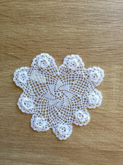 Plum Rose Heart Shaped Doilies White 4" Inch