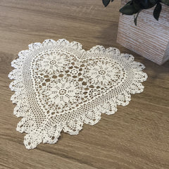 Strawberry Heart Shaped Doilies White 10" Inch