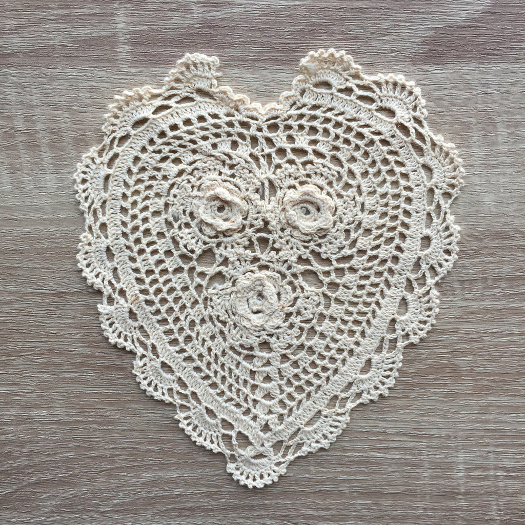 Rosette Heart Shaped Doilies Ecru 8" Inch