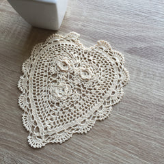 Rosette Heart Shaped Doilies Ecru 8" Inch