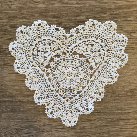 Strawberry Heart Shaped Doilies White 6" Inch Set of 12