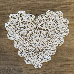 Strawberry Heart Shaped Doilies White 6" Inch Set of 12