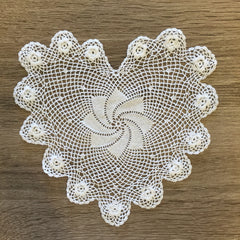 Plum Rose Heart Shaped Doilies White 6" Inch Set of 12