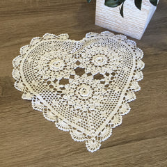 Rosette Heart Shaped Doilies White 10" Inch Set of 12