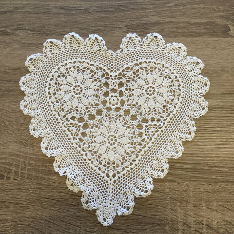 Strawberry Heart Shapes Doilies White 8" Inch