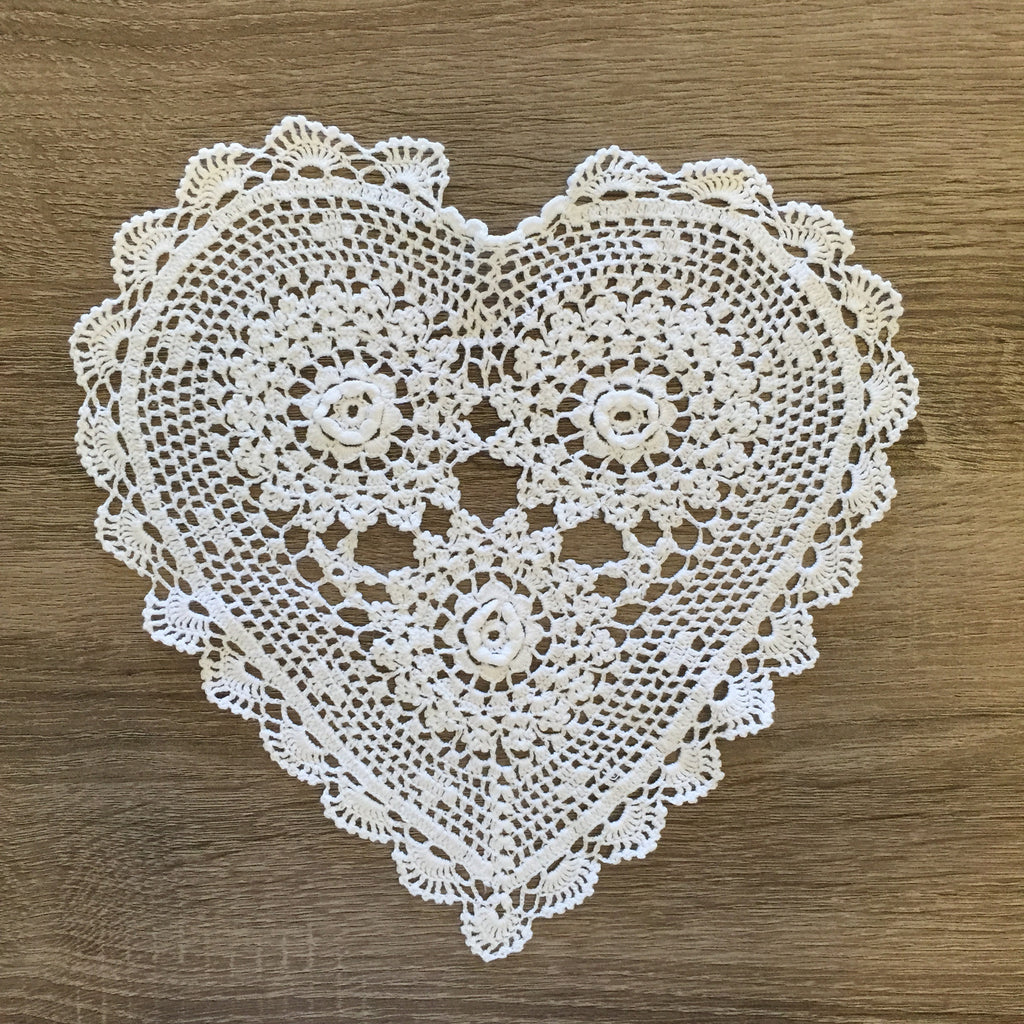 Rosette Heart Shaped Doilies White 10" Inch Set of 12