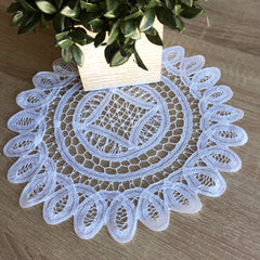 Battenburg Lace Doilies Round White 12" Inch