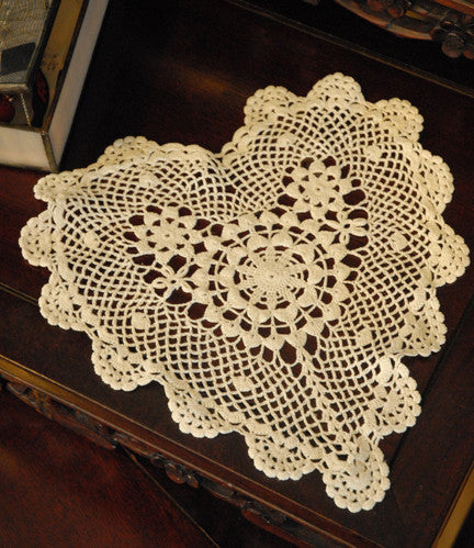 Poppy Heart Shaped Doilies  Ecru 10" Inch