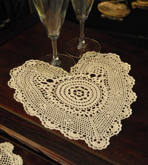 Poppy Heart Shaped Doilies Ecru 12" Inch