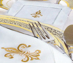 Fleur De Lys Cocktail Napkin Gold 6" Inch