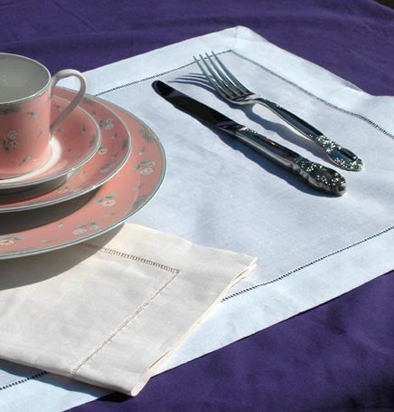 Hemstitch Placemat 14x20 Inch Ecru Set of 4