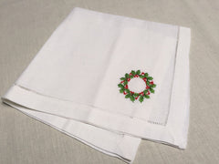 Christmas White Ivory Hollyberries Napkin 22" Inch