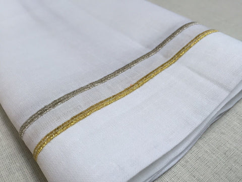 Gold / Silver Embroidered Lunch Dinner Napkin 20" Inch Set of 4