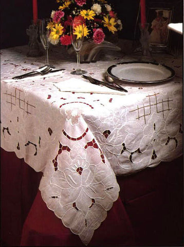 Bella Cutwork Tablecloth 64x100 Inch Closeout