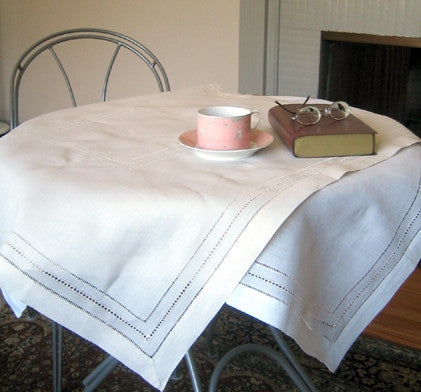 Multi-Hemstitch Table Topper 54 Inch Square Ecru