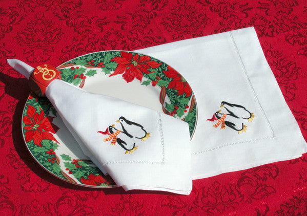 Penguin Christmas Napkins 22" Inch