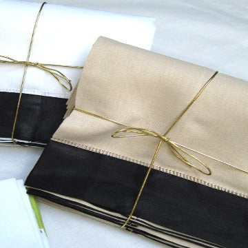 Beige Black  Border Hemstitch Guest Towel