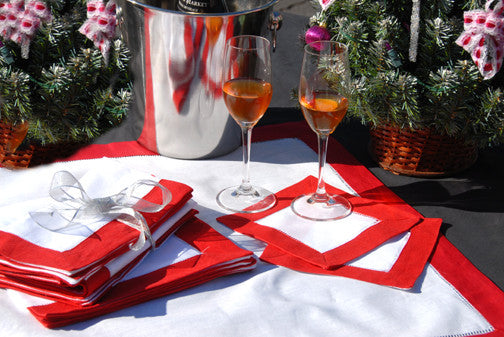 Red Border Hemstitch Napkin 22" Inch