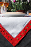 Red Border/Green Swiss Dot Hemstitch Napkin 22" Inch